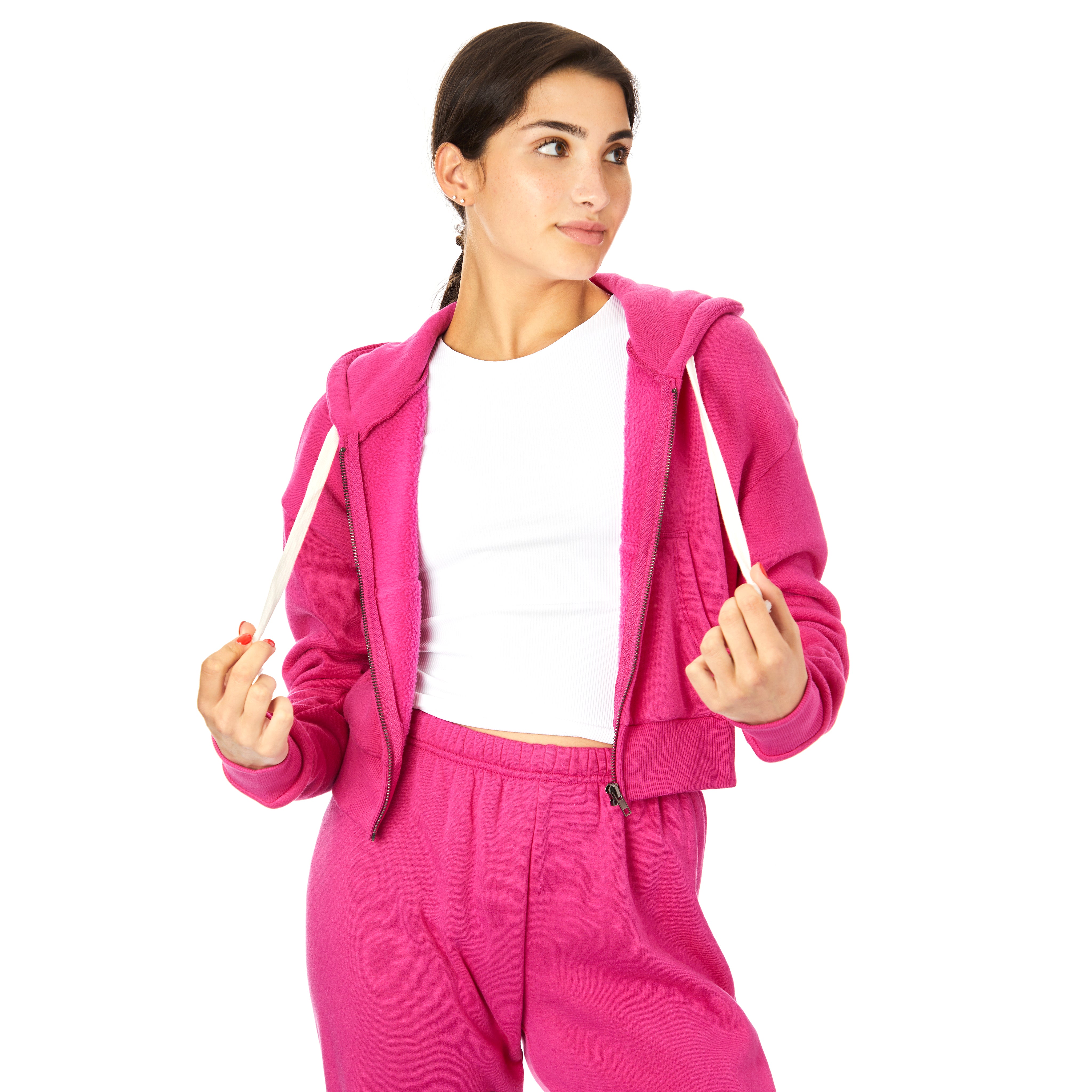 Dylan Solid Crop Zip Hoodie - Denny's