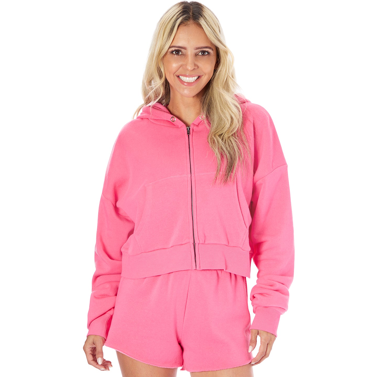 Dylan Solid Crop Zip Hoodie - Denny's