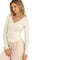 Long Sleeve Shirred V-Neck - Denny's