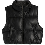 Pleather Cropped Puffer Vest - Denny's