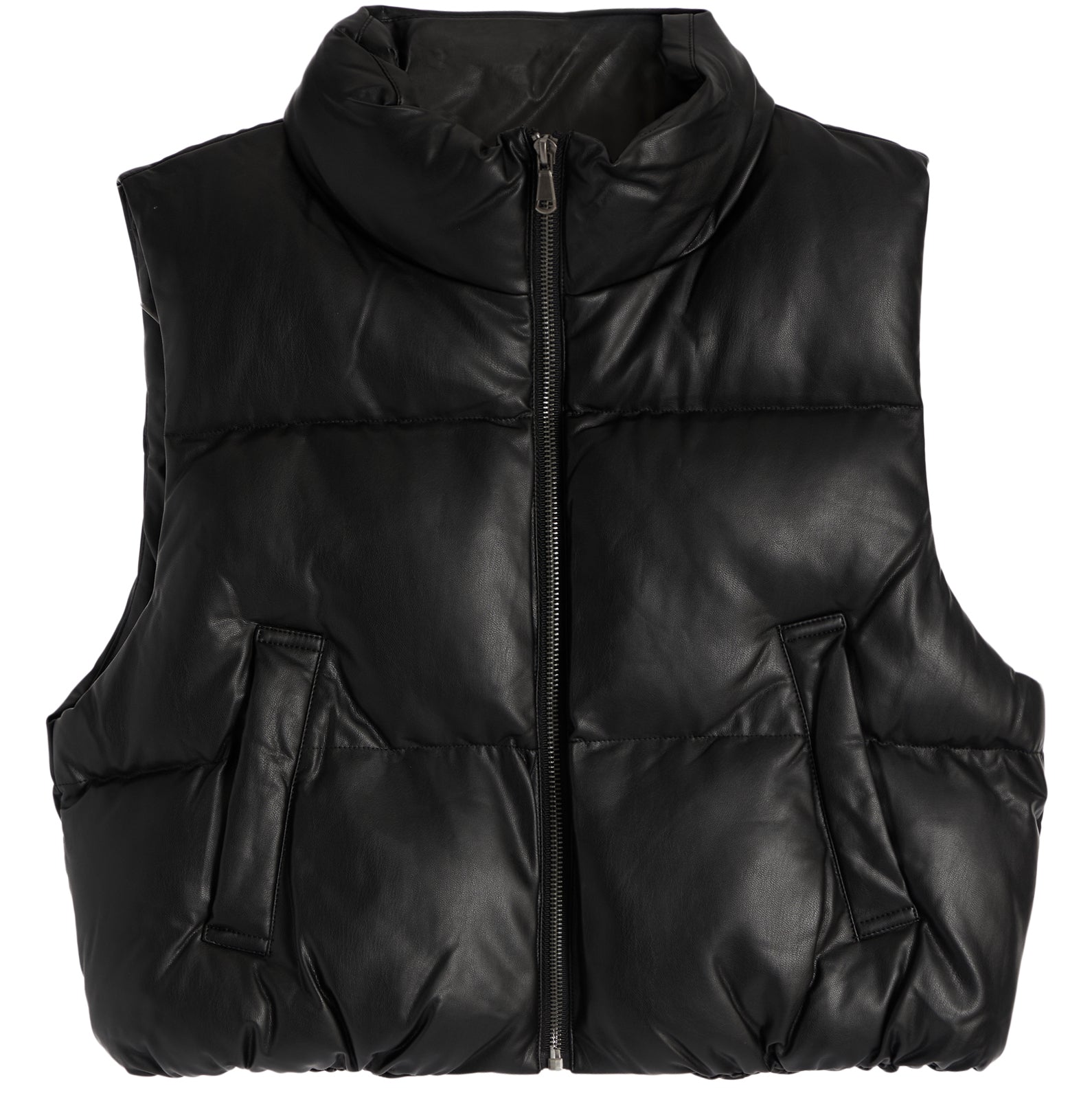 Pleather Cropped Puffer Vest - Denny's