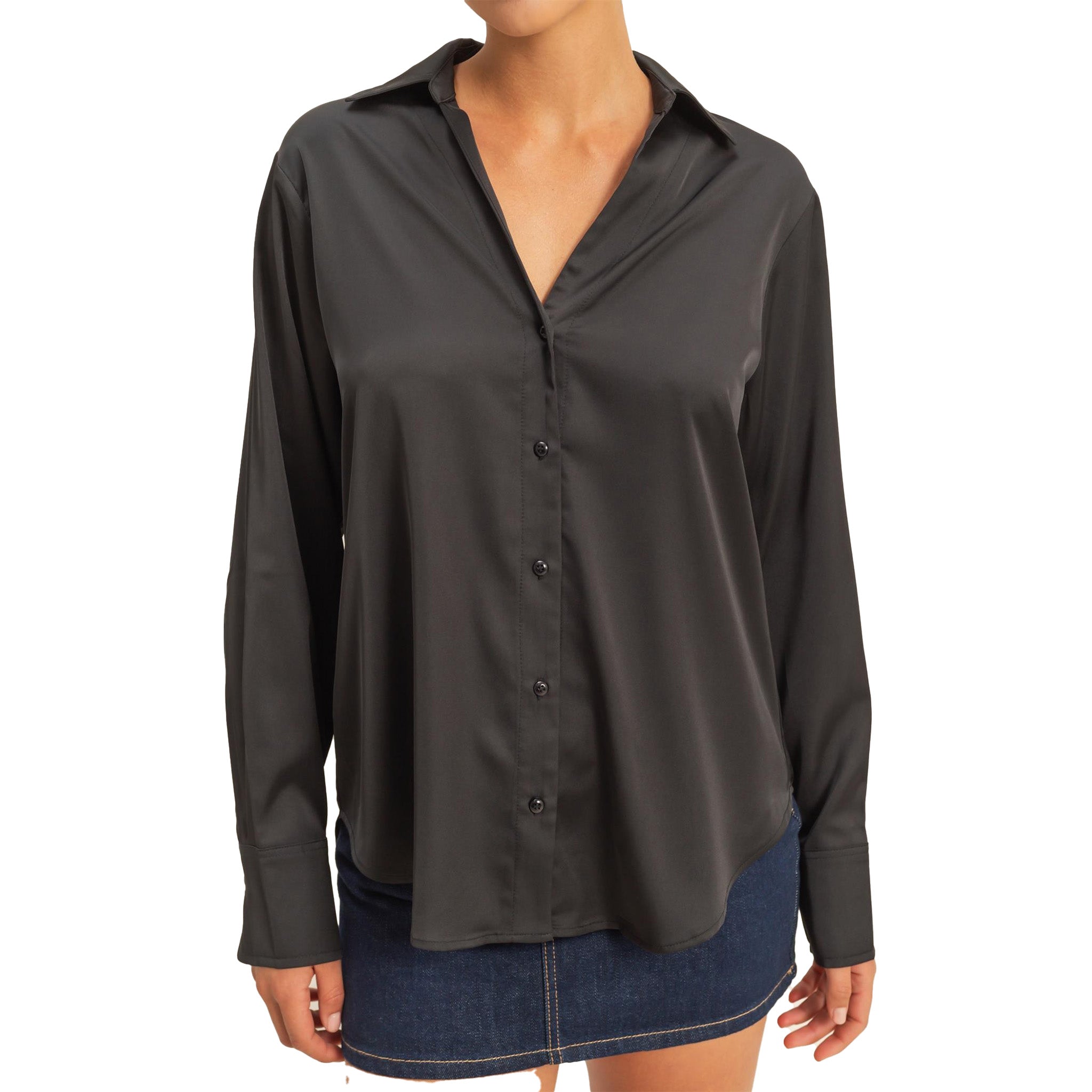 Satin Button Down - Denny's