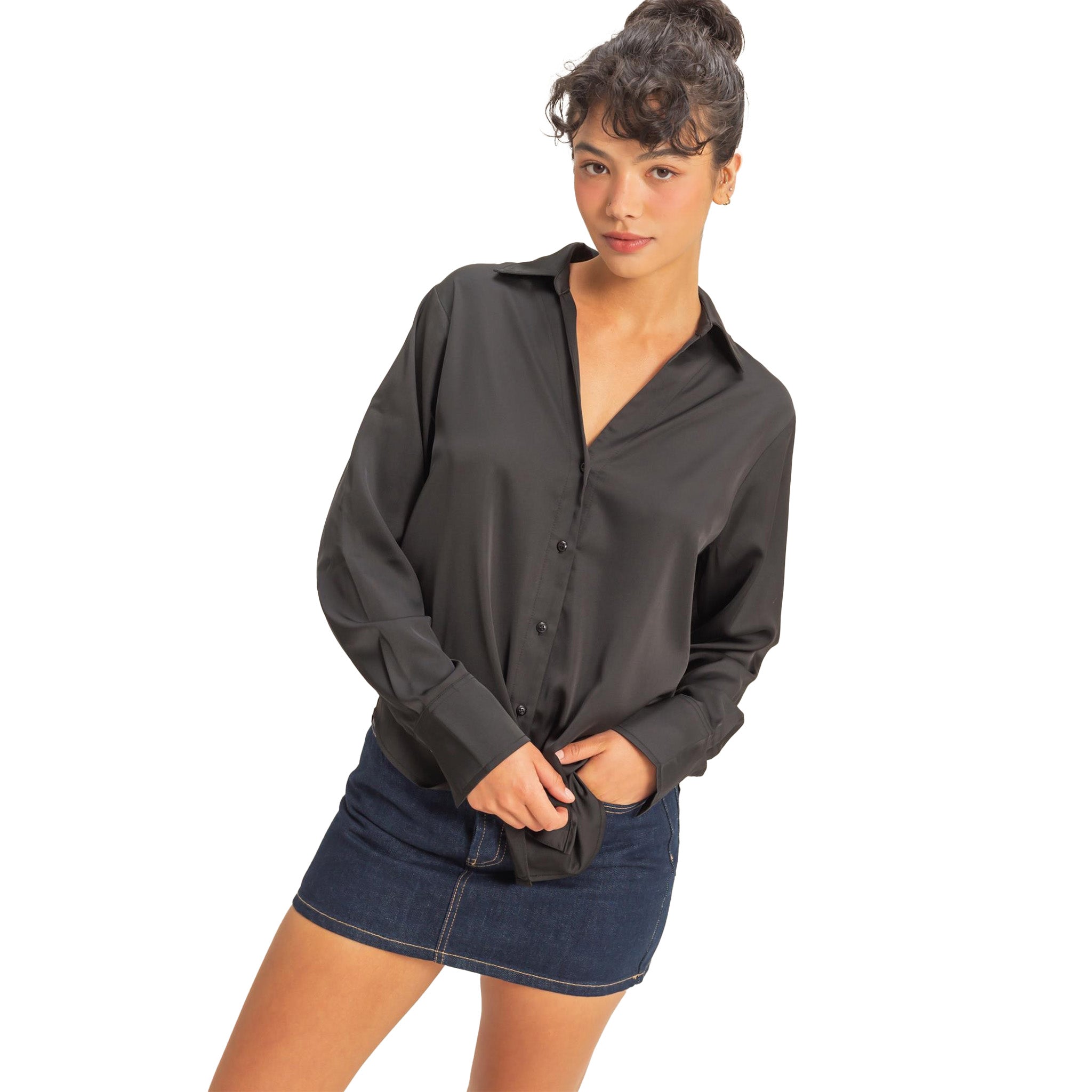 Satin Button Down - Denny's