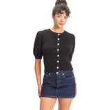 Short Puff Sleeve Cardigan
