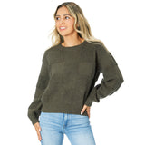 Tonal Checkered Crew Sweater - Denny's
