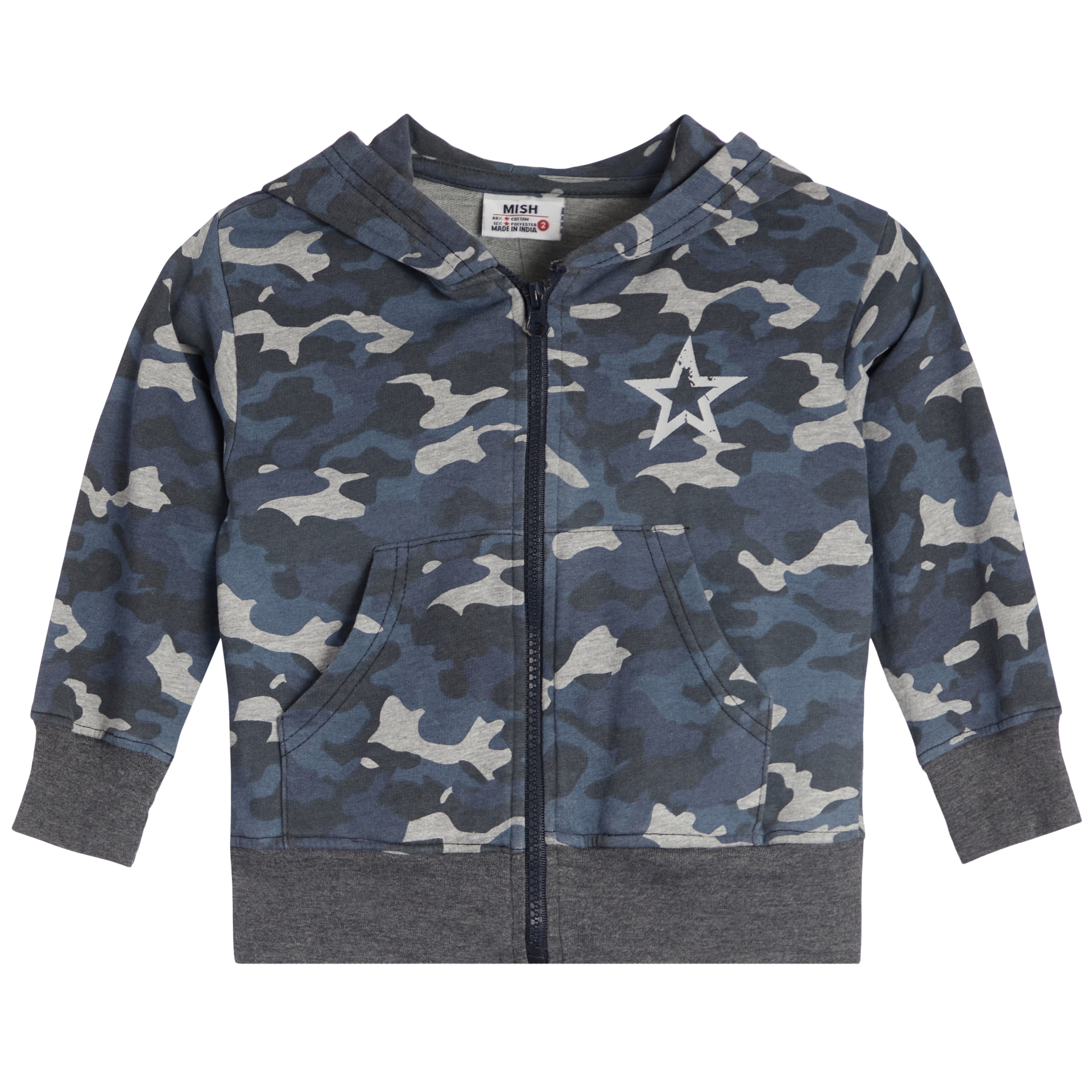 Distressed Camo Star Zip Hoodie - Denny's