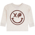 Heathered Oat Smiley Football Long Sleeve Tee