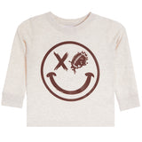 Heathered Oat Smiley Football Long Sleeve Tee