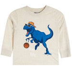 NY Dino Basketball Long Sleeve Tee With Patch - Denny's
