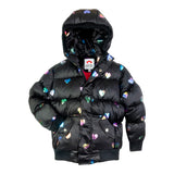 Allover Metallic Heart Puffy Coat
