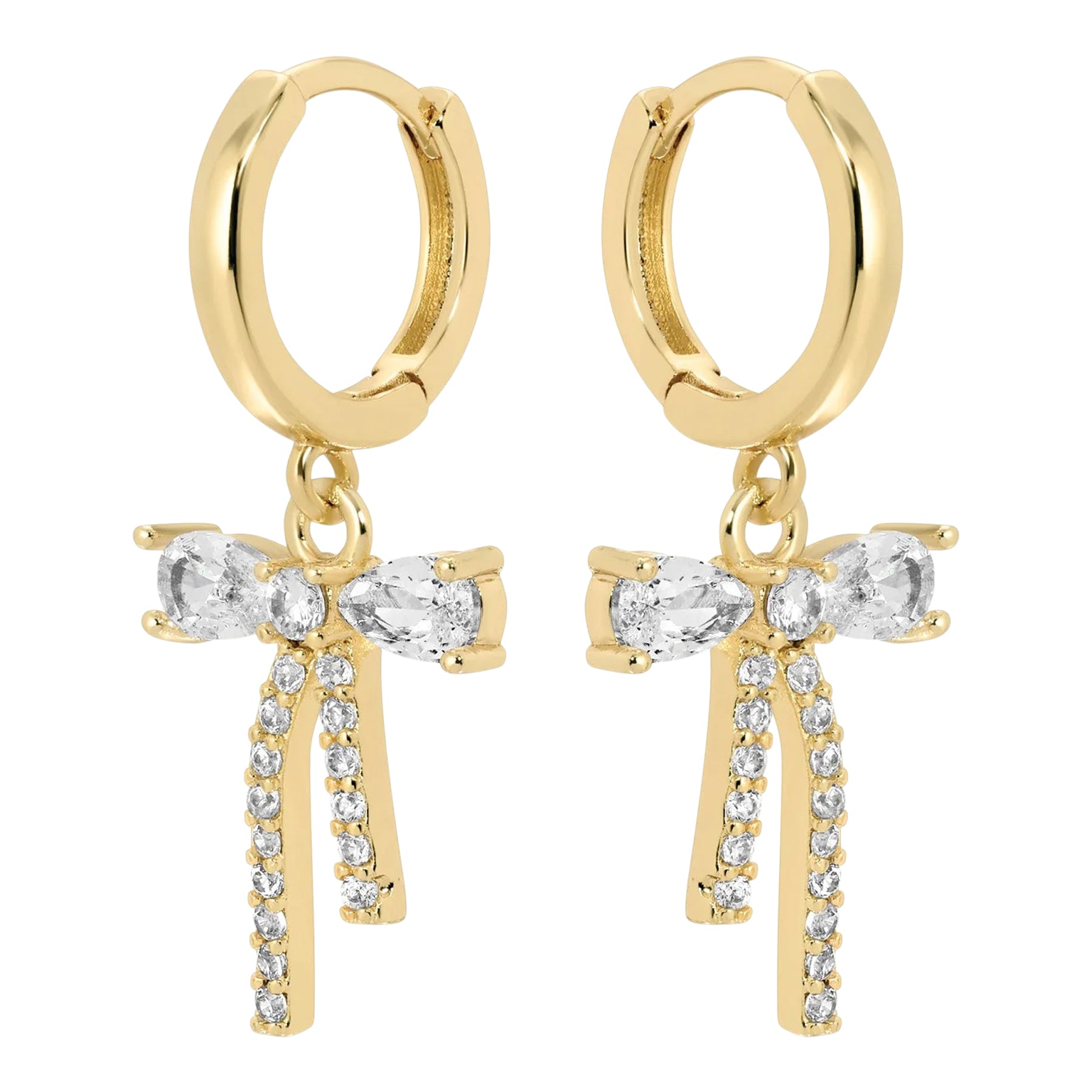 CZ Bow Huggie Earrings - Denny's