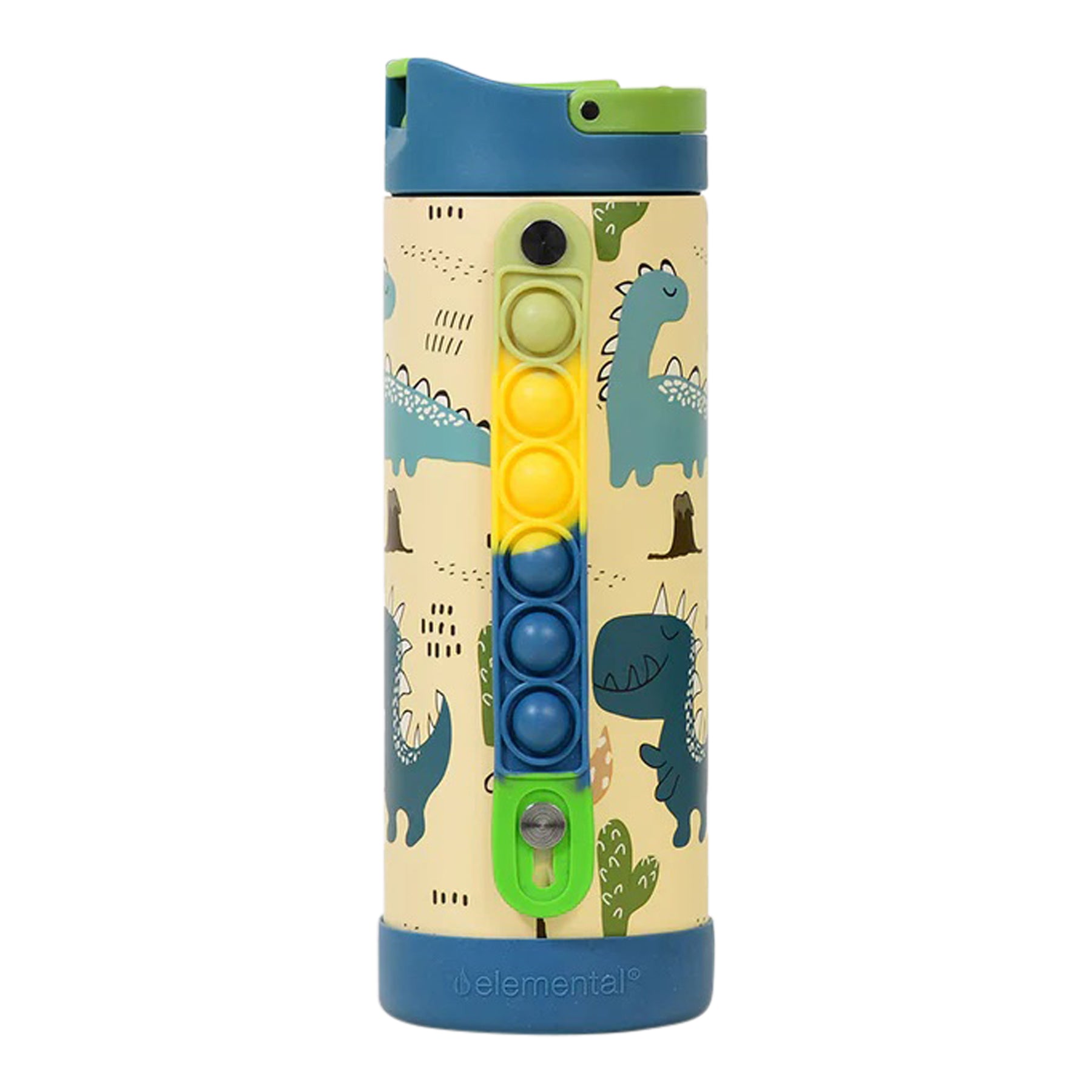 14 oz Dino WaterBottle Pop It Handle - Denny's