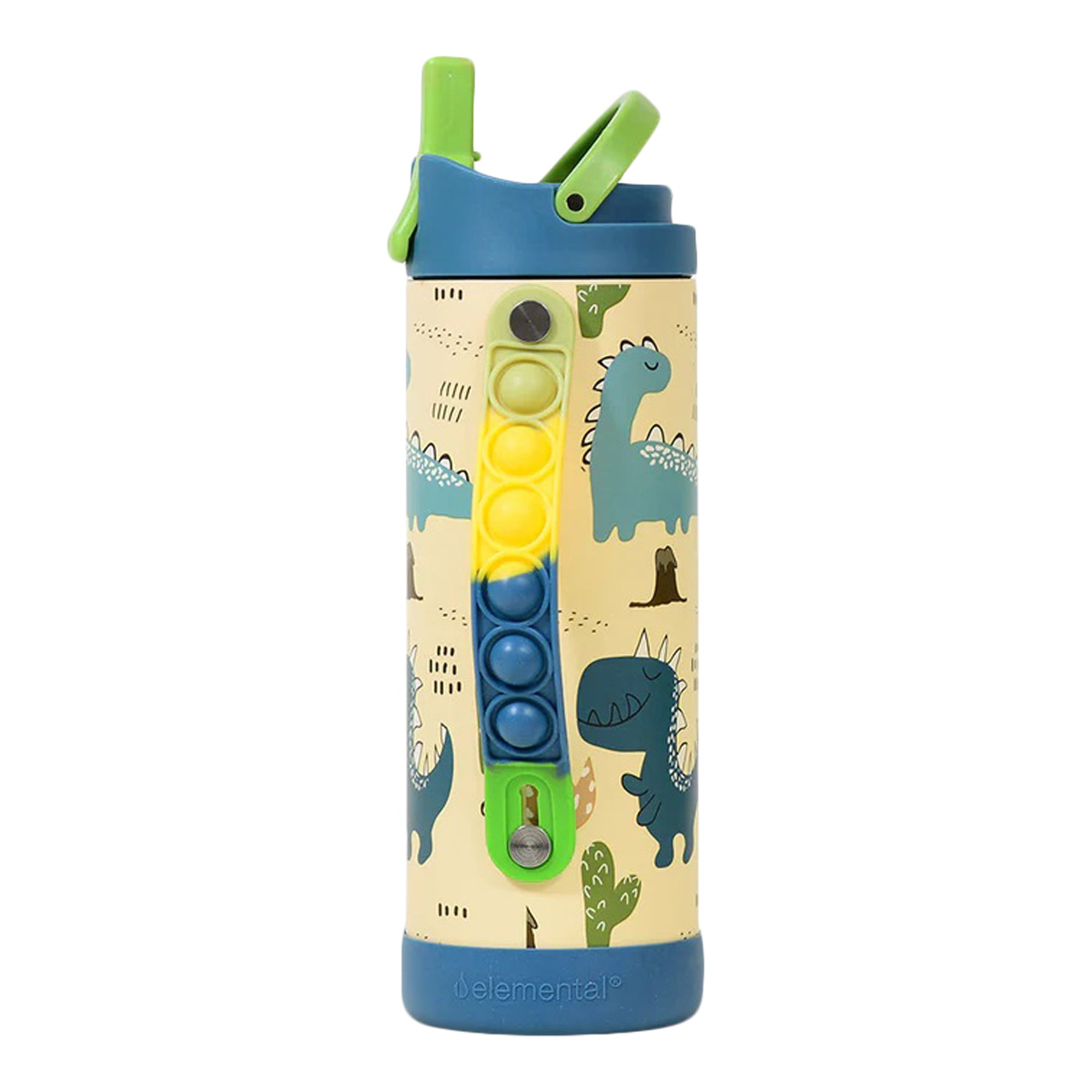 14 oz Dino WaterBottle Pop It Handle - Denny's
