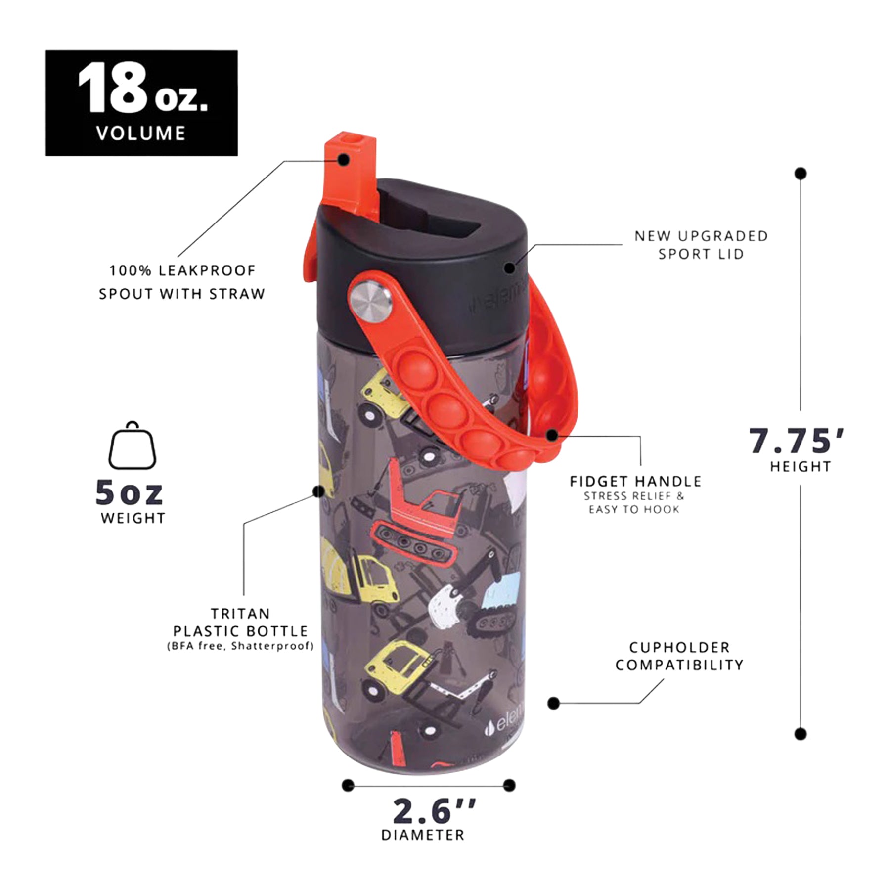 18 oz Trucks Clear Bottle Pop It Handle - Denny's