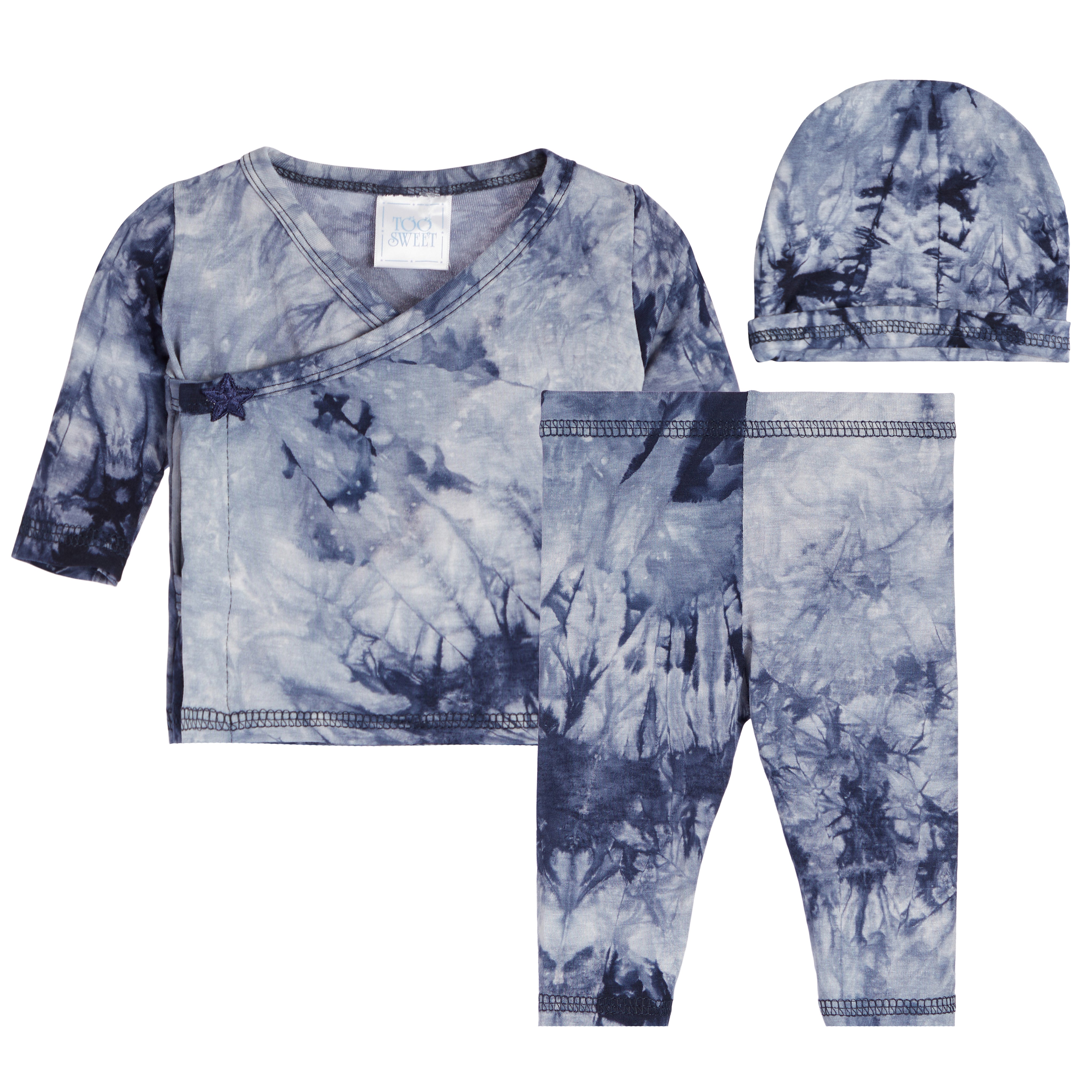 3pc Navy Tie Dye Kimono Set - Denny's