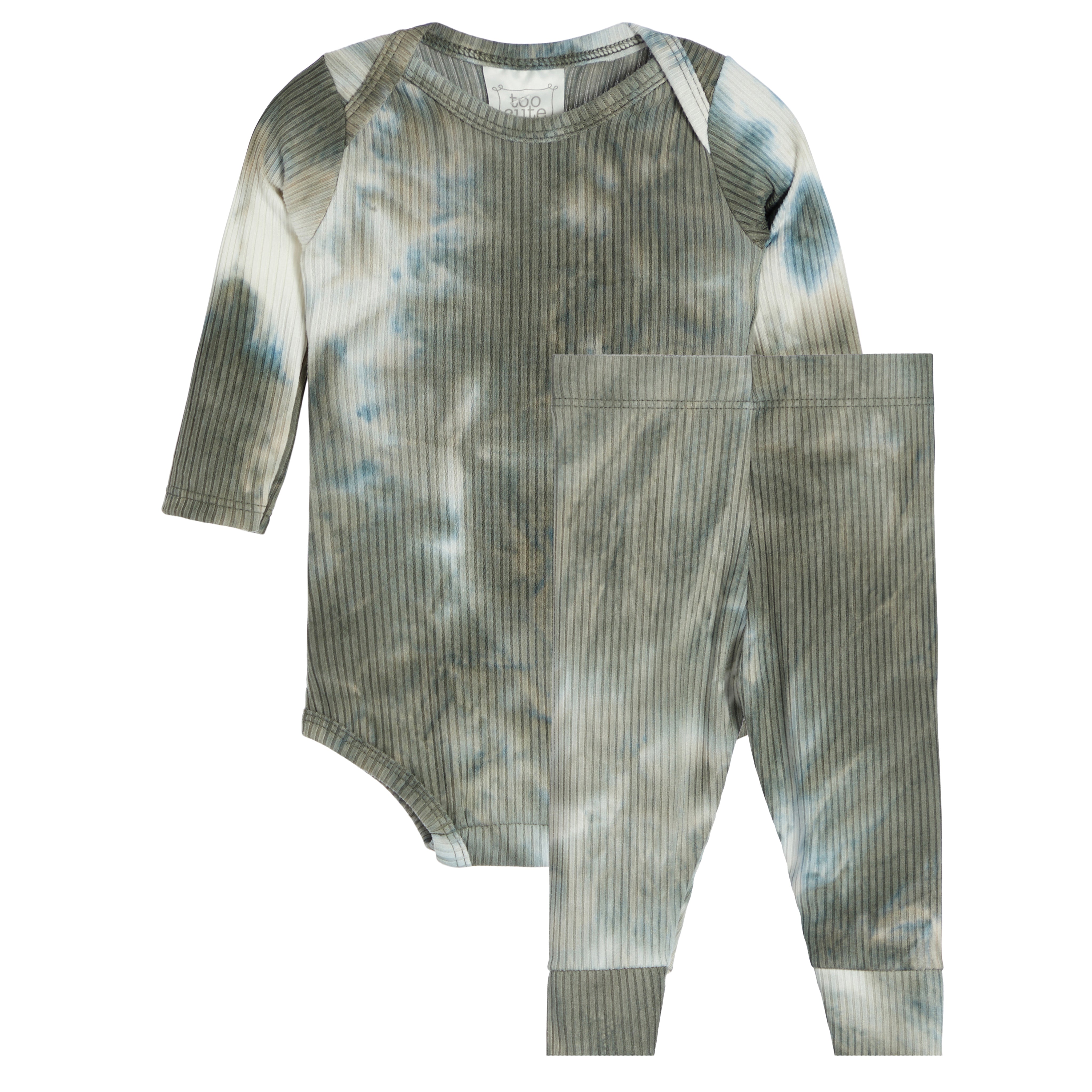 2pc Olive & Blue Onesies Set - Denny's