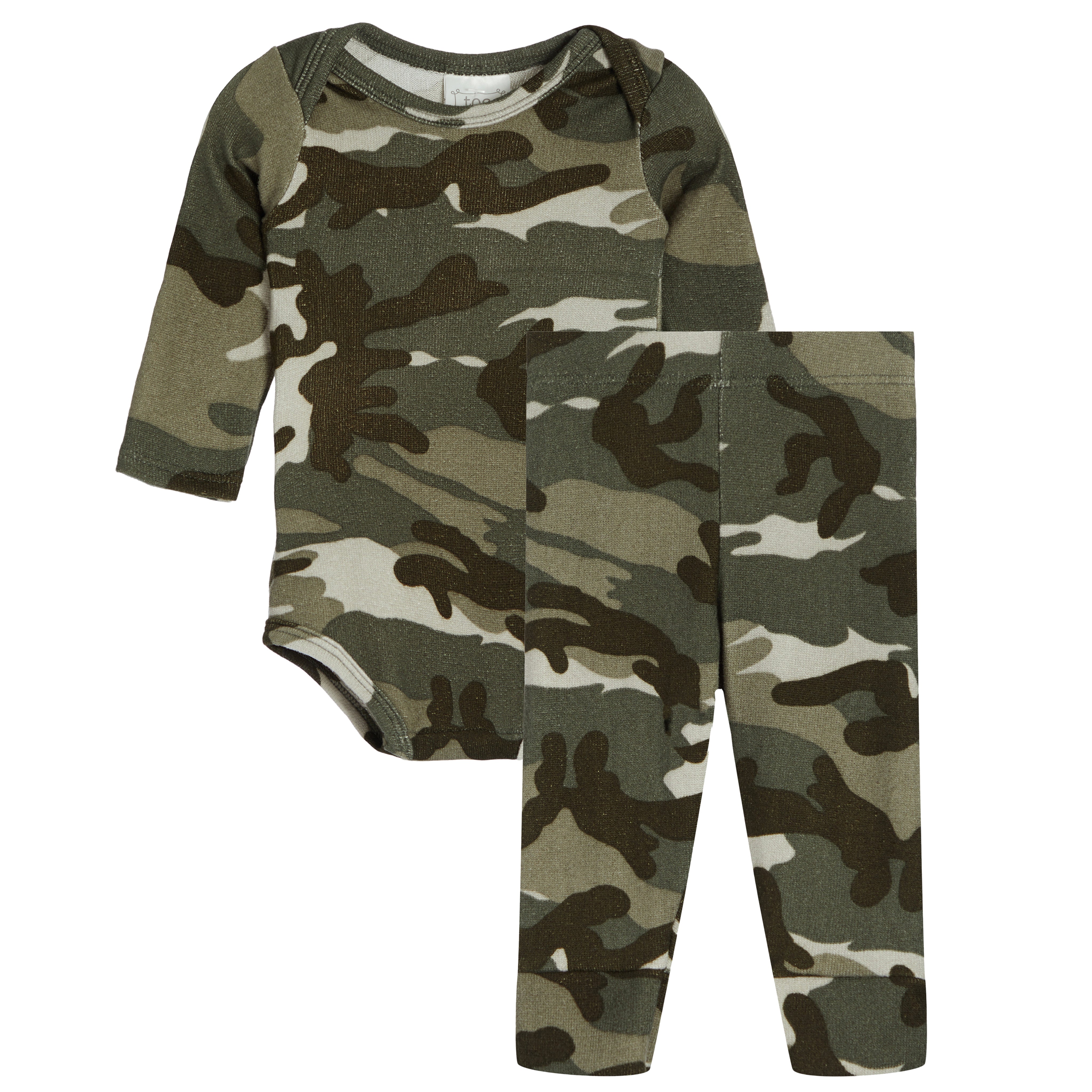 2pc Green Camo Knit Onesies Set - Denny's