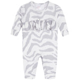 Zebra Ruffle Front Thermal Coverall - Denny's
