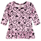 2pc Pink & Black Heart Ruffle Tunic Set - Denny's
