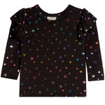 Ruffle Shoulder Foil Star Tee - Denny's
