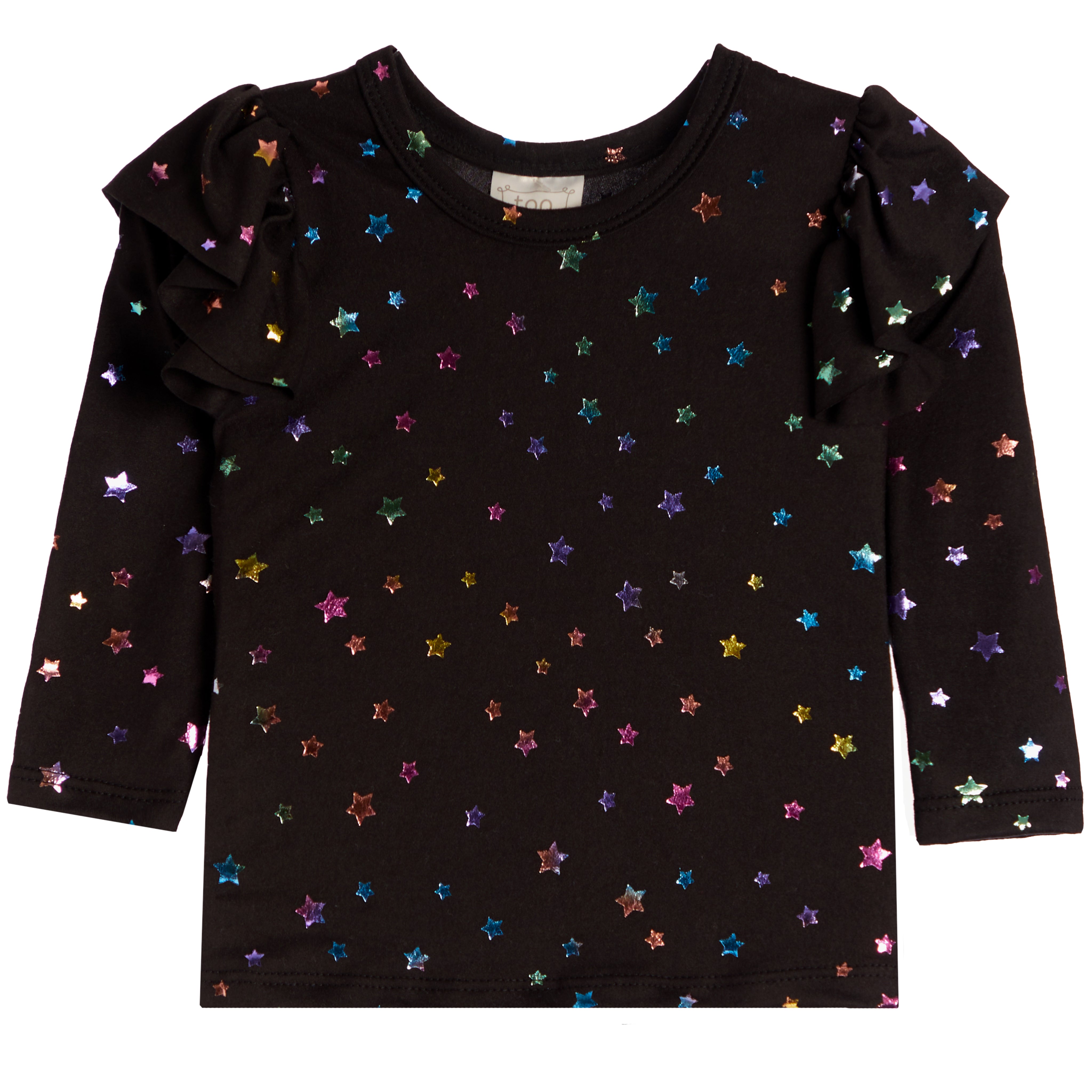 Ruffle Shoulder Foil Star Tee - Denny's