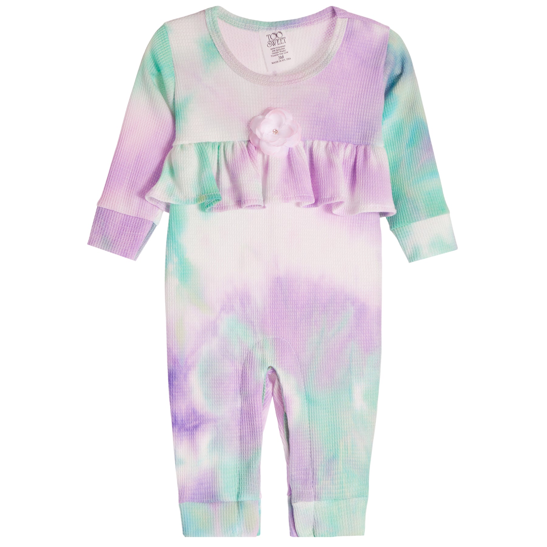 Pastel Tie Dye Front Ruffle Waffle Coverall - Denny's