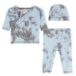 3pc Blue & Grey Tie Dye Kimono Set - Denny's