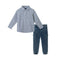 2pc Navy/White Plaid Shirt And Jogger - Denny's