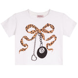 Short Sleeve Tee With Leopard Bow And Chain - Denny's