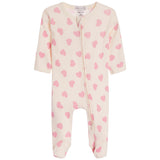 Pink Heart Rib Footie - Denny's