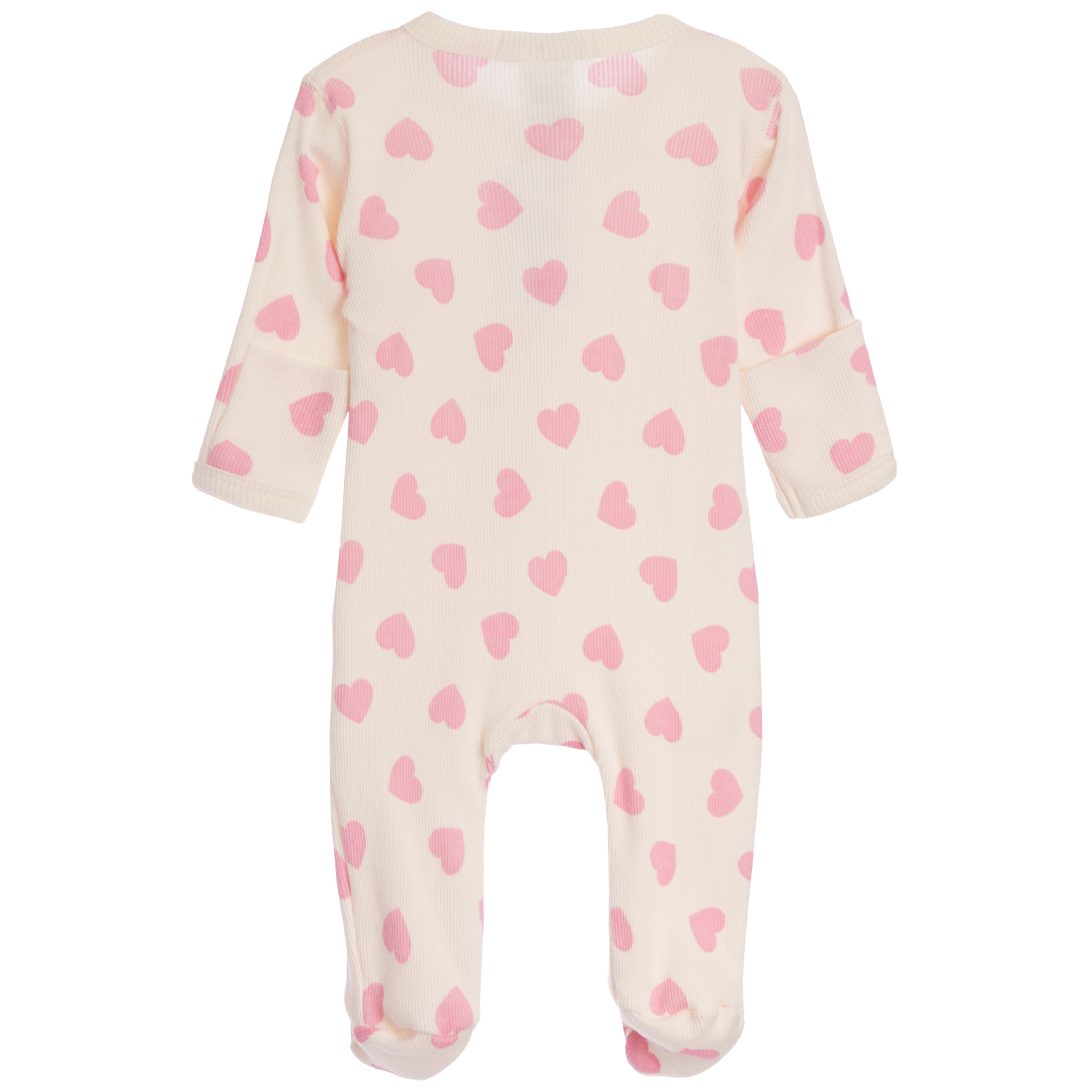 Pink Heart Rib Footie - Denny's