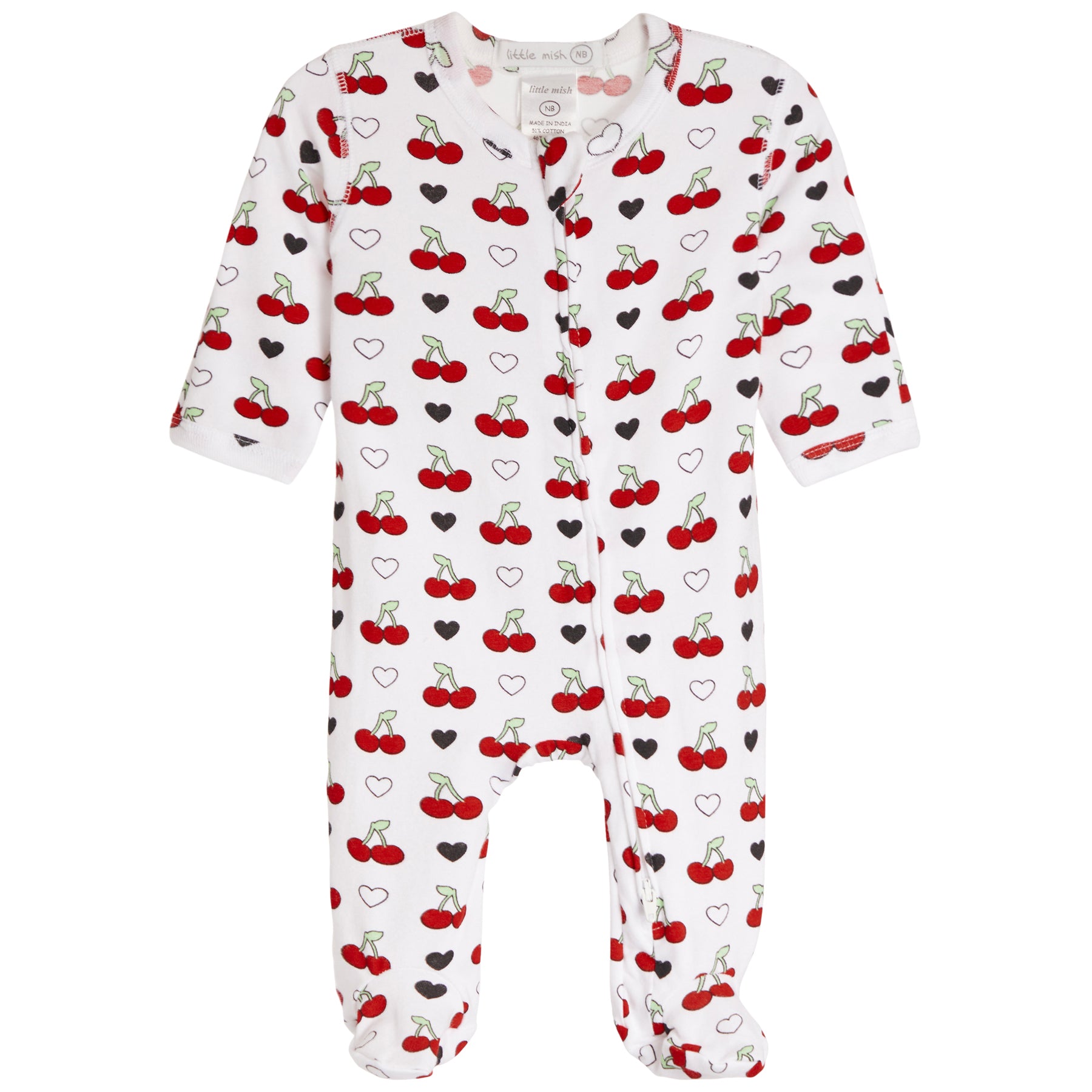 Cherry & Heart Footie - Denny's