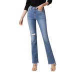 High Rise Distressed Mini Bootcut - Denny's
