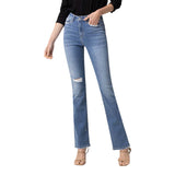 High Rise Distressed Mini Bootcut - Denny's