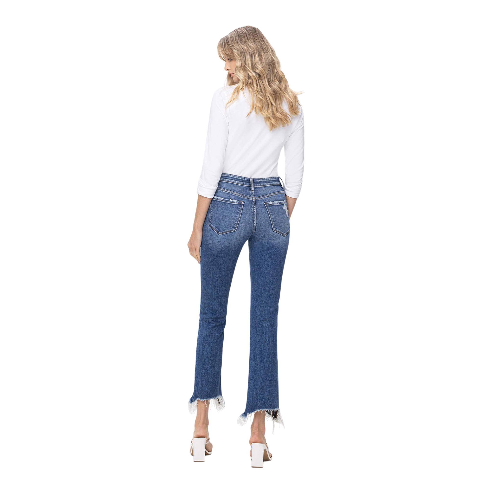 Mid Rise Stretch Distressed Ankle Bootcut - Denny's