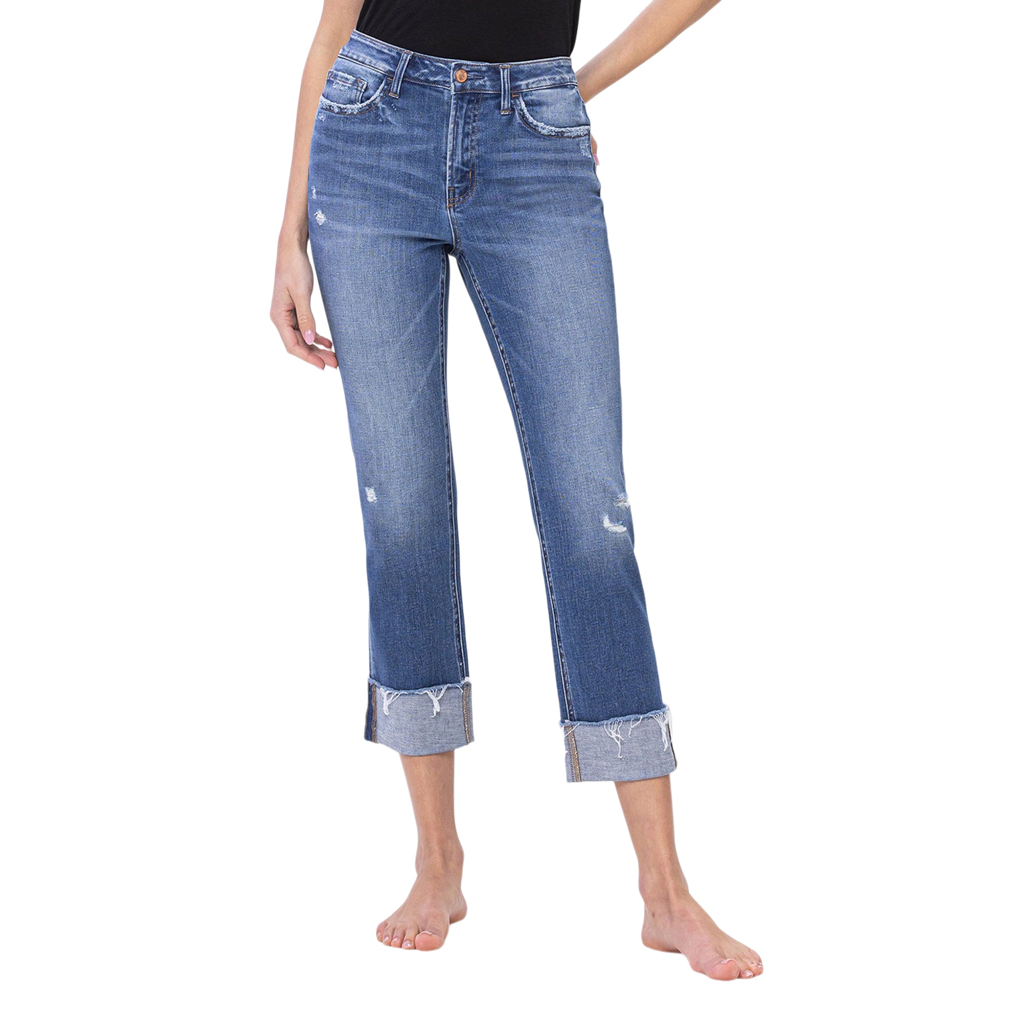 High Rise Stretch Cuff Straight Leg - Denny's