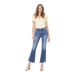 Mid Rise Frayed Hem Crop Flare - Denny's