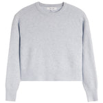 A light gray heather crewneck sweater with ribbed hem and cuffs, shown flat on a white background.