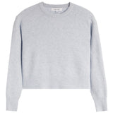 A light gray heather crewneck sweater with ribbed hem and cuffs, shown flat on a white background.