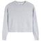 A light gray heather crewneck sweater with ribbed hem and cuffs, shown flat on a white background.