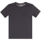 A dark charcoal gray short-sleeve crewneck t-shirt with a left chest pocket, shown flat against a white background.