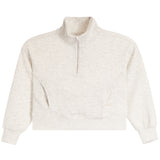 A light beige heathered quarter-zip pullover sweatshirt with a mock neck, displayed flat against a solid white background.