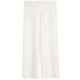 A pair of wide-leg sweatpants in a light heathered cream or off-white fabric, shown flat against a solid white background.