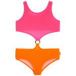 1pc Rib Cut Out Bathing Suit - Denny's