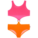 1pc Rib Cut Out Bathing Suit - Denny's