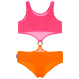 1pc Rib Cut Out Bathing Suit - Denny's