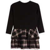 Bow Long Sleeve Plaid Dress