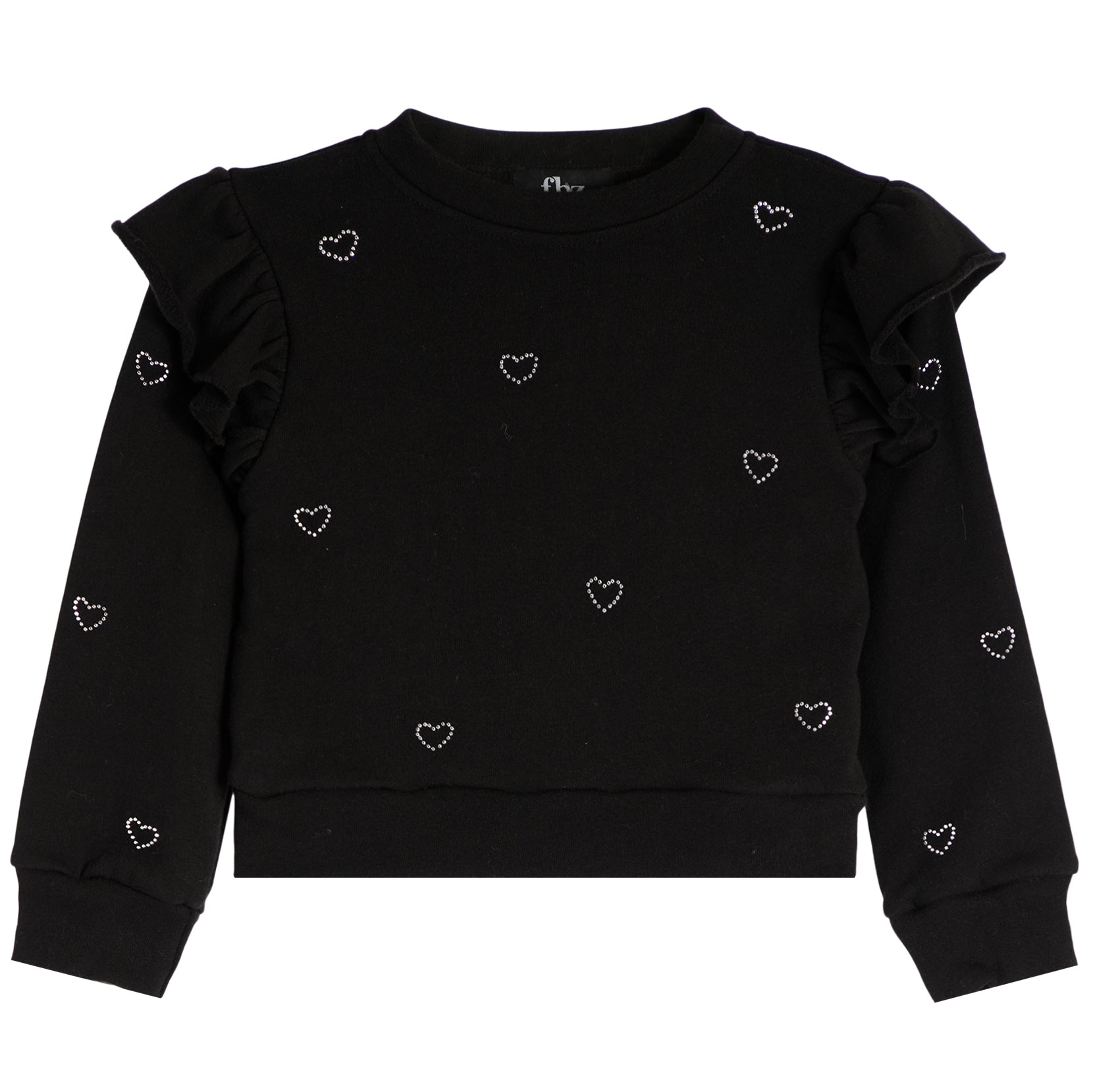 Allover Stud Hearts Ruffle Sweatshirt - Denny's