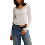 Only You Long Sleeve V-Neck - Denny's