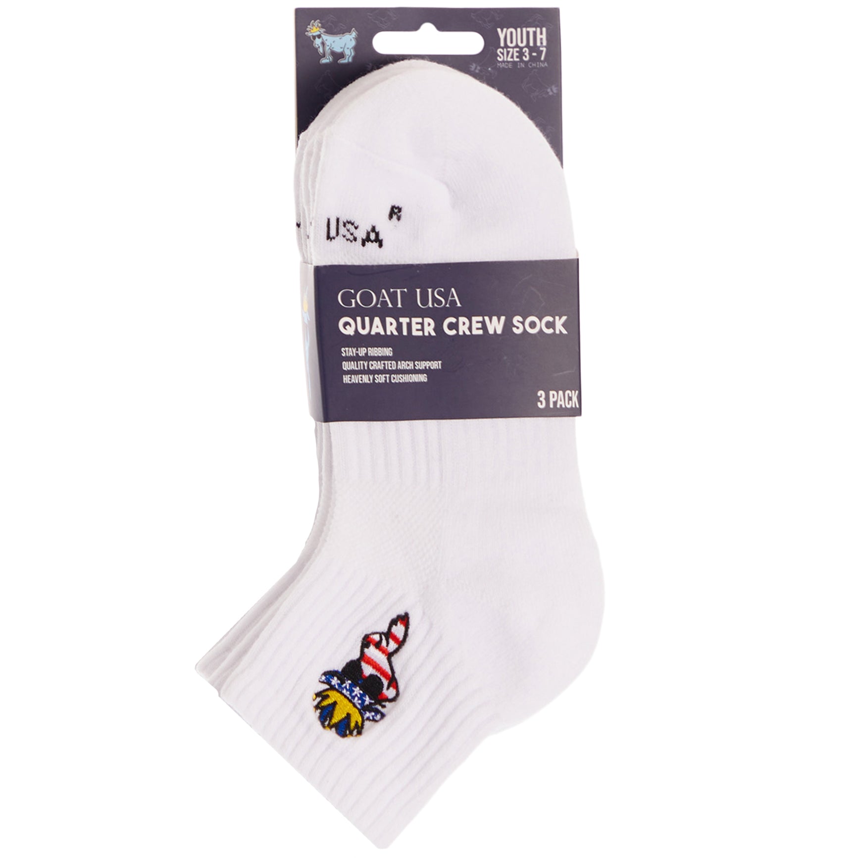 Freedom 3pk Youth Crew Sock 3/7 - Denny's